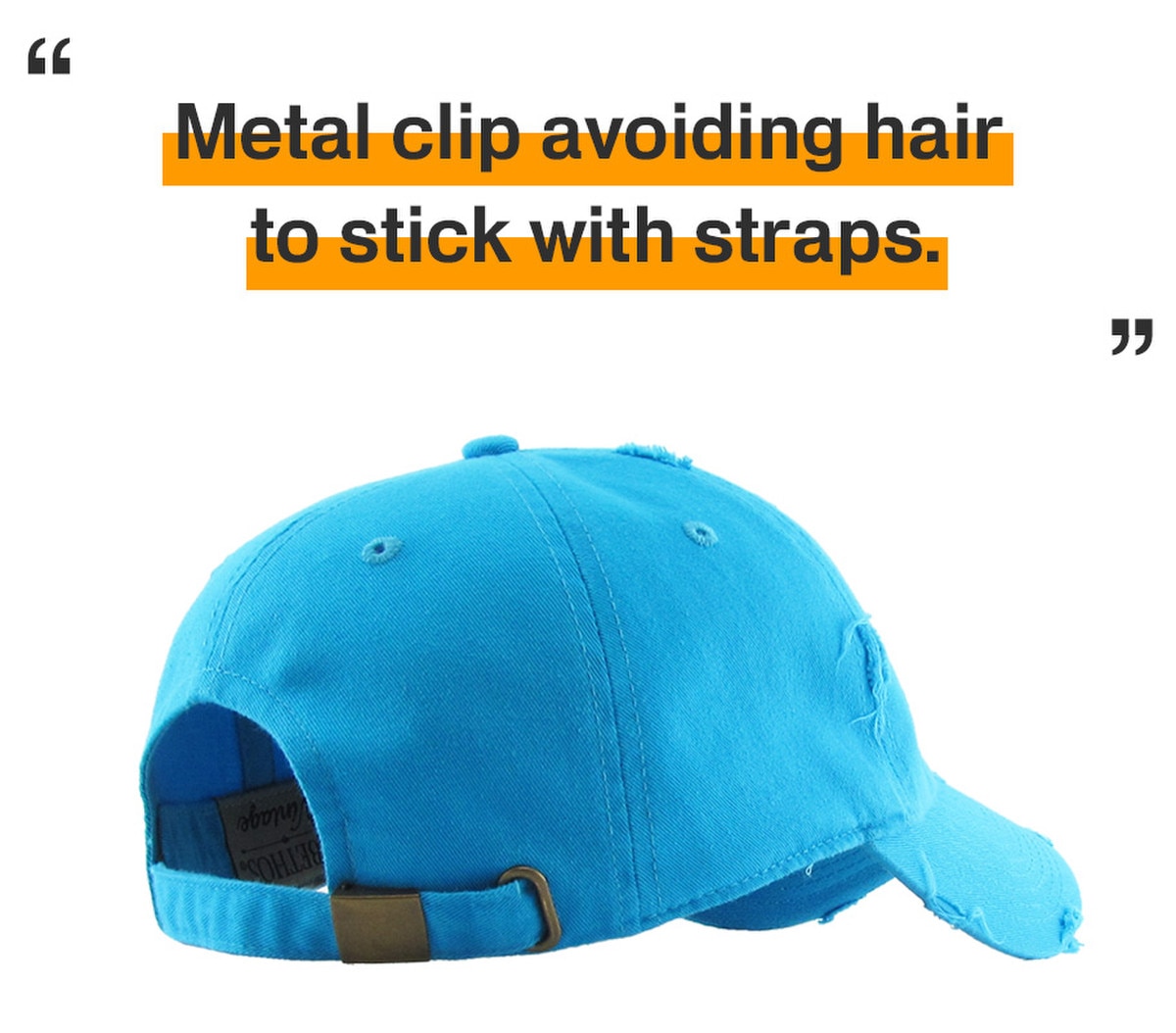 Aqua Blue Distressed Vintage Baseball Cap Back Side View